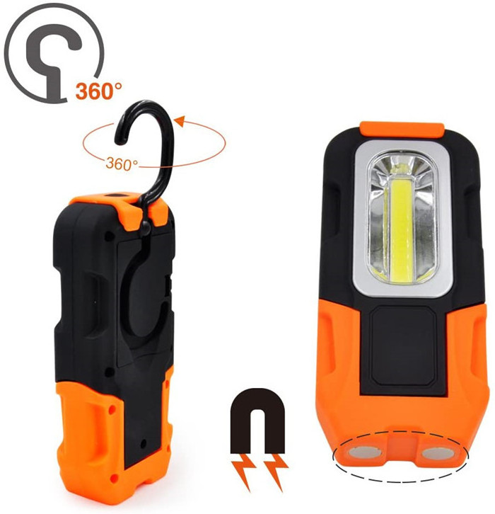 Battery Powered Portable COB Magnetic Foldable LED Inspection Lamp with Hook LED Pocket Work Light