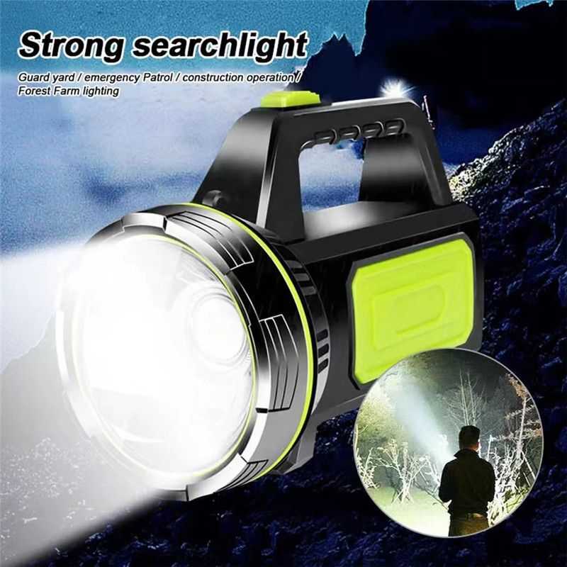 Powerful LED Flashlight Torches Strong Searchlight Waterproof USB Rechargeable Spotlight Long Range Hunting Lamp With Side Light