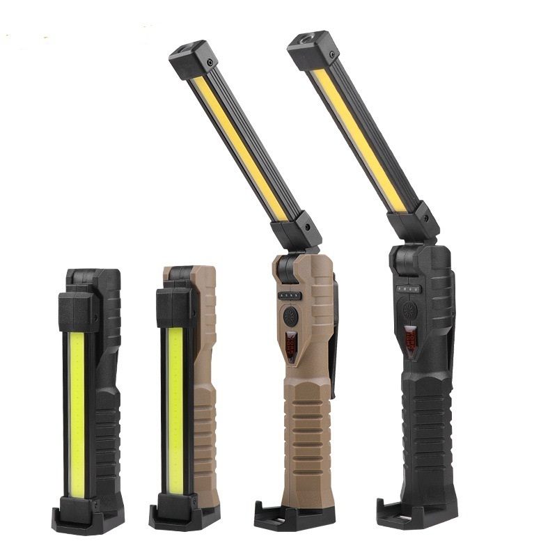 Multifunction COB 3 Lights Led Flashlight USB Rechargeable Work Light Magnetic Lanterna Hanging Lamp with Built-in Battery