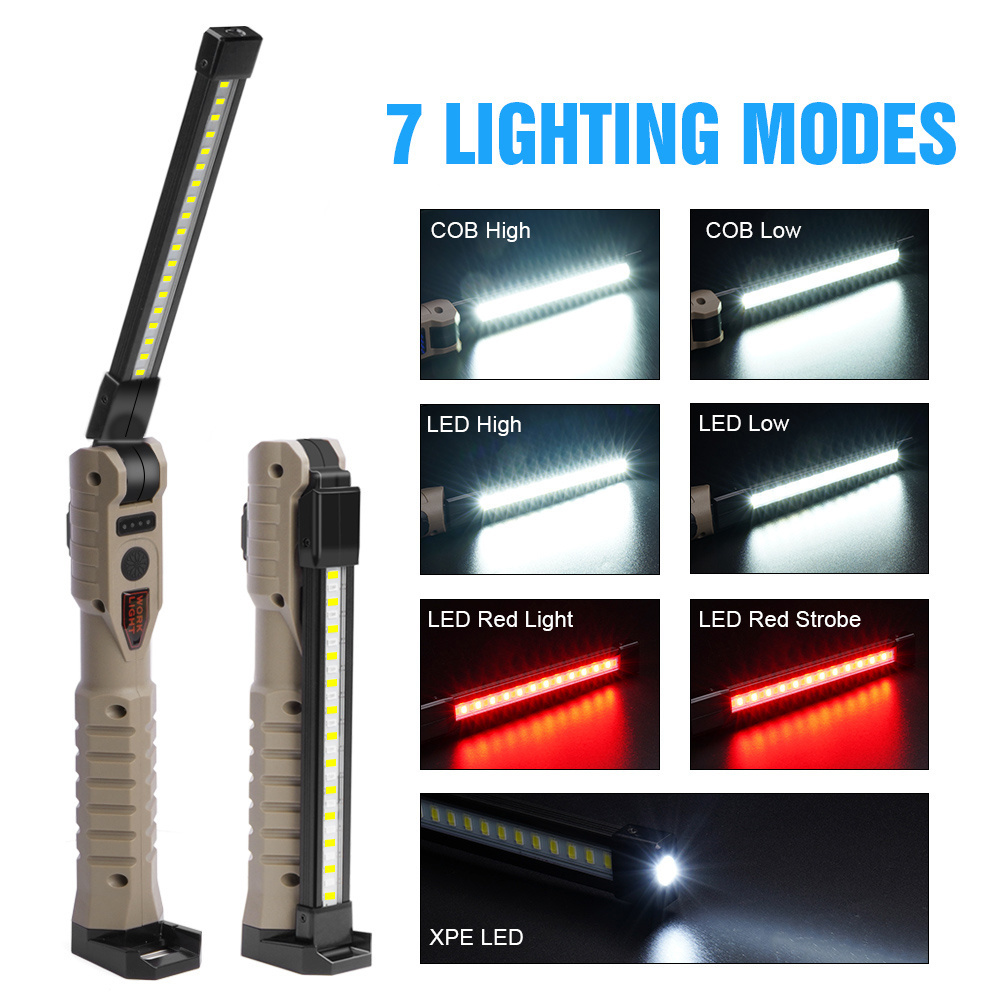 LED Rechargeable Magnetic Work Light Multi-use Hanging Hook Mechanic Work Flashlight 360 Foldable Portable Lamp for Car Repair