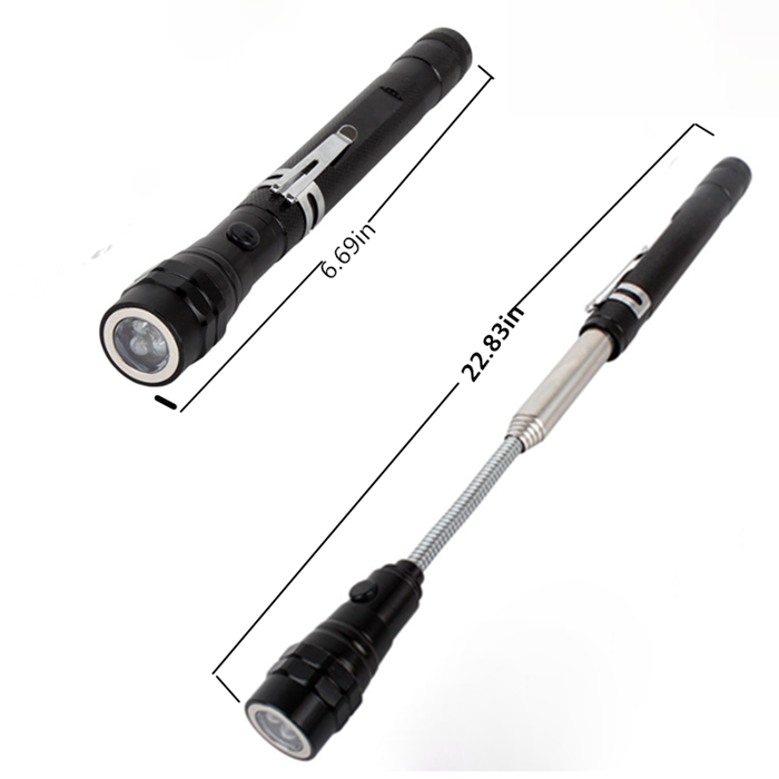 Portable 3 LED Telescopic Flexible Extendable Led Flashlight Torch Magnetic Head Pick Up Tool Flash Light Lamp