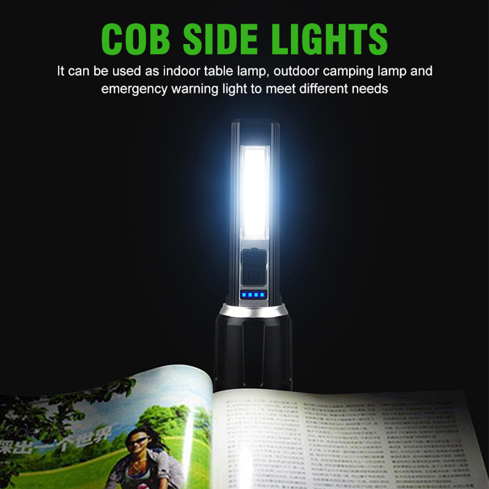 Portable XPE+COB LED Flashlight Mini Emergency Telescopic Zoom Torch Lamp Waterproof USB Rechargeable for Outdoor Hiking Camping