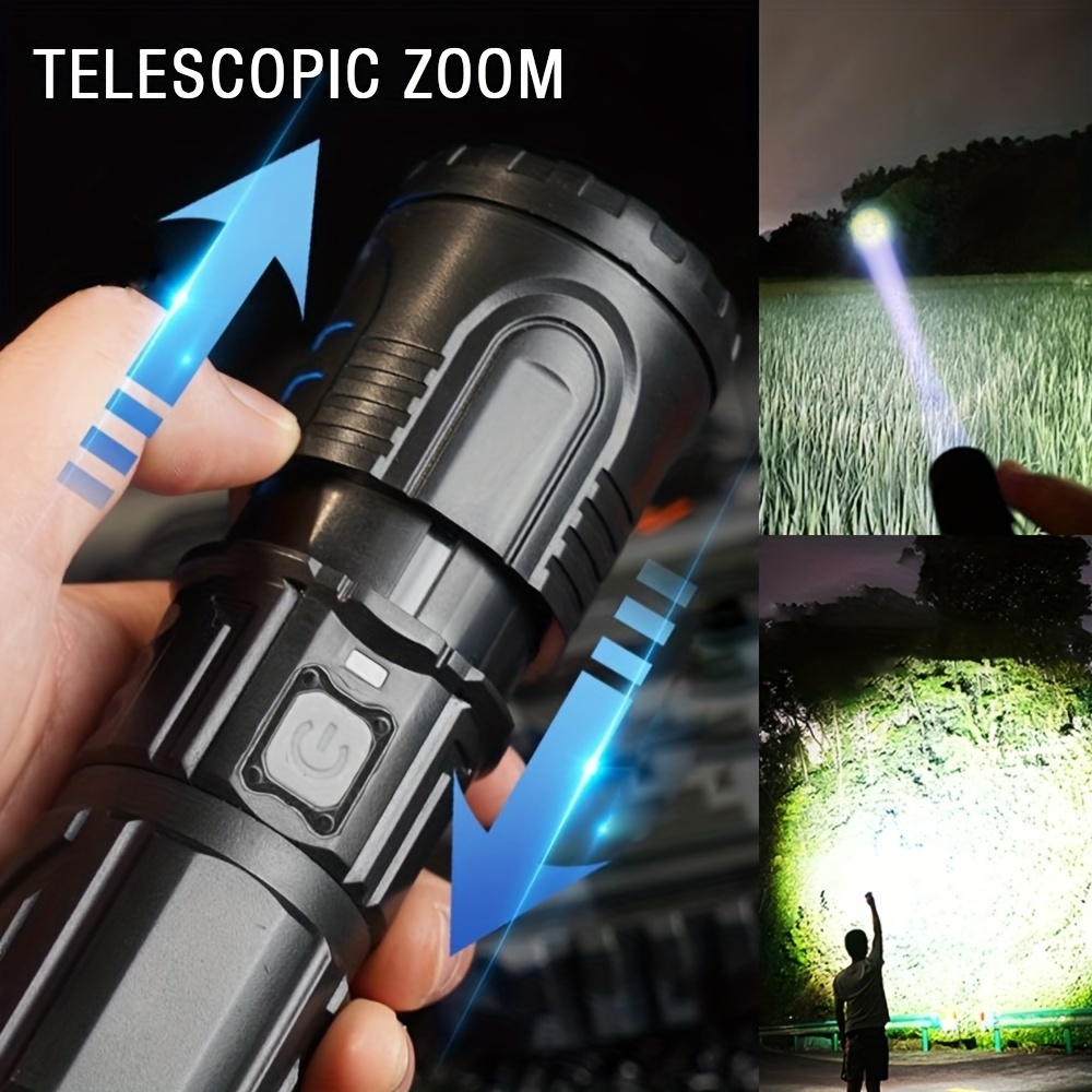 LED Flashlight 18650 Rechargeable Powerful USB Zoom Tactical Flash Light  Hiking Camping Tools