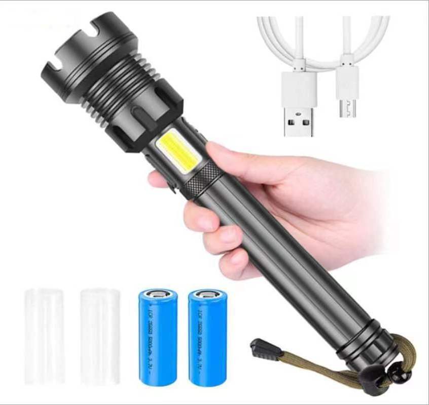 High Power 3000 Lumen P90 High light flashlight  LED Torch Aluminium Alloy Rechargeable flashlight  COB Flashlight