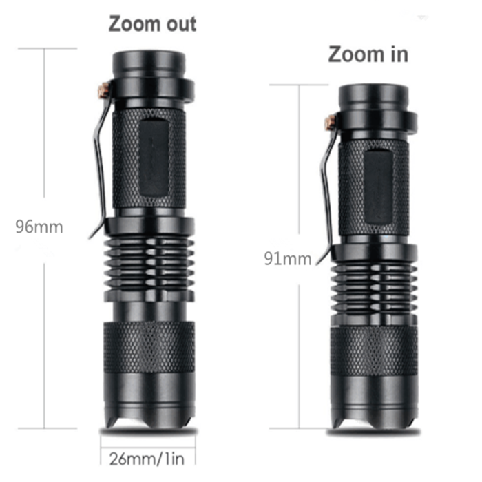 Small LED Tactical Flashlight SK68 Portable 3W Focusable Flashlight 1AA or 14500 Battery