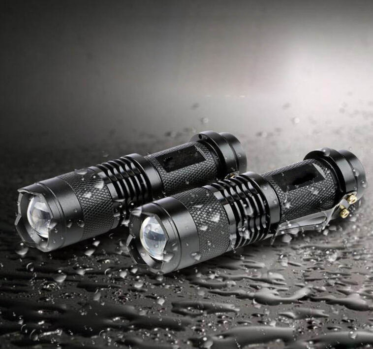 Small LED Tactical Flashlight SK68 Portable 3W Focusable Flashlight 1AA or 14500 Battery