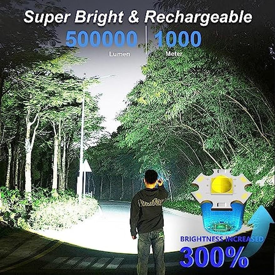 Rechargeable LED Flashlights xhp160 torch 100000 High Lumen Super Bright Tactical Flashlight Waterproof for Camping Emergencies