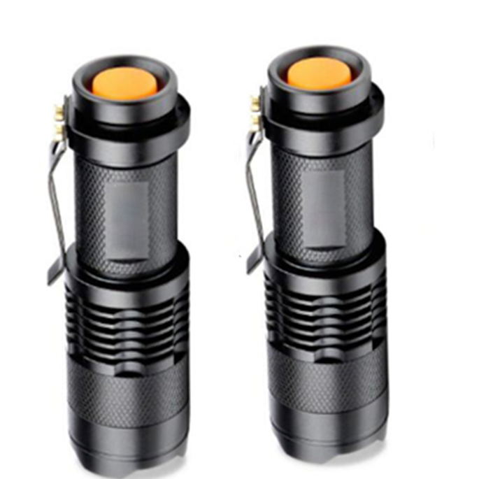 Small LED Tactical Flashlight SK68 Portable 3W Focusable Flashlight 1AA or 14500 Battery