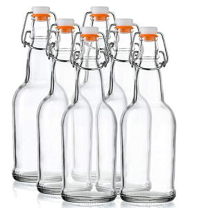 16oz    Clear Color Swing Top Glass Bottles For Kombucha, Kefirwith Swing Top For Kombucha, Kefir, Beer