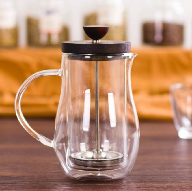 Double Wall Borosilicate Glass French Press Coffee Press 600ml 20oz Manual Coffee and Tea Maker Pot barrel