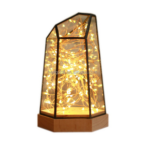 Glass Display Dome Cloche LED Night Light Table Lamp Cover for Christmas Wedding Decoration