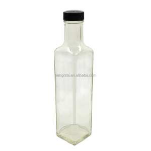 250ml (8.5 Fl Oz) Clear Glass Quadra square Bottles mineral water drink bottle