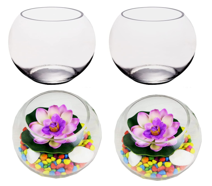 6 Inch Clear Bubble Bowl Glass Vase Round Glass Bowl Bubble Vase for Fish Flowers Glass Fish Bowls