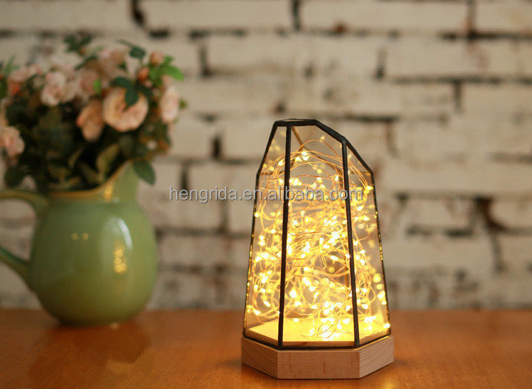 Glass Display Dome Cloche LED Night Light Table Lamp Cover for Christmas Wedding Decoration