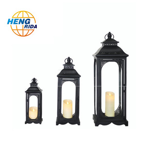 Indoor  Outdoor Vintage Black Metal Candle Lantern Led Candle Lamp For Home Decor / Hotel Decor / Holiday Lighting