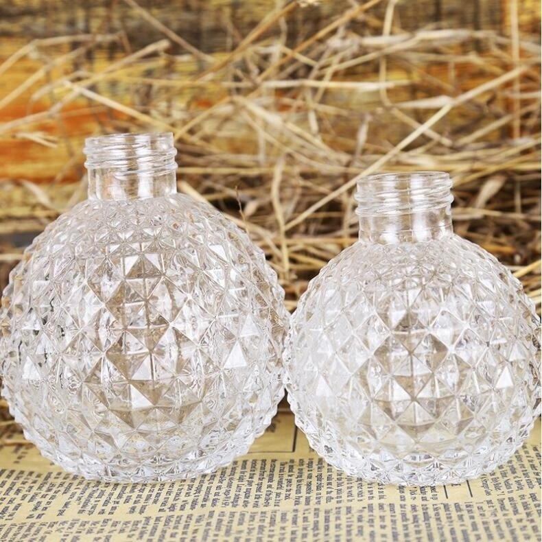 100ml high quality pineapple shape clear empty aroma reed diffuser perfume glass bottle with cork stopper wholesale barrel