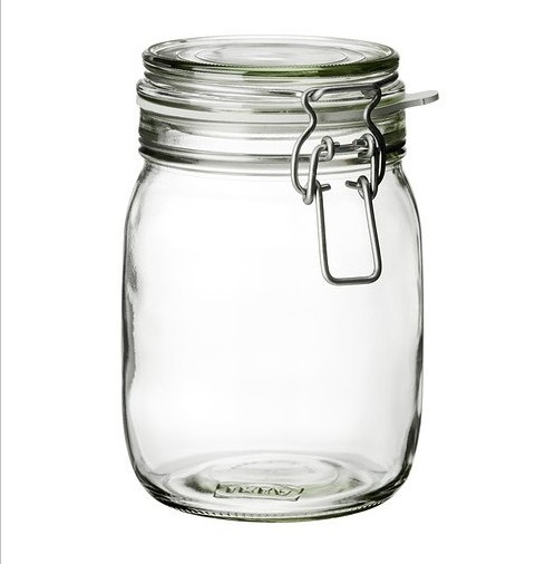 Hermetic Clip Top Lid Glass  Storage Jar With Glass Lid for Honey Tea,Coffee, Jam,Sugar,Canned fruits