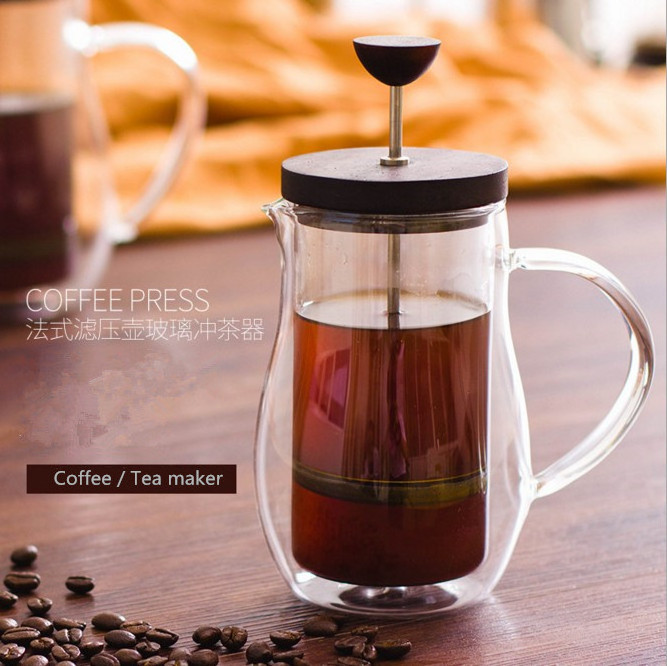 Double Wall Borosilicate Glass French Press Coffee Press 600ml 20oz Manual Coffee and Tea Maker Pot barrel