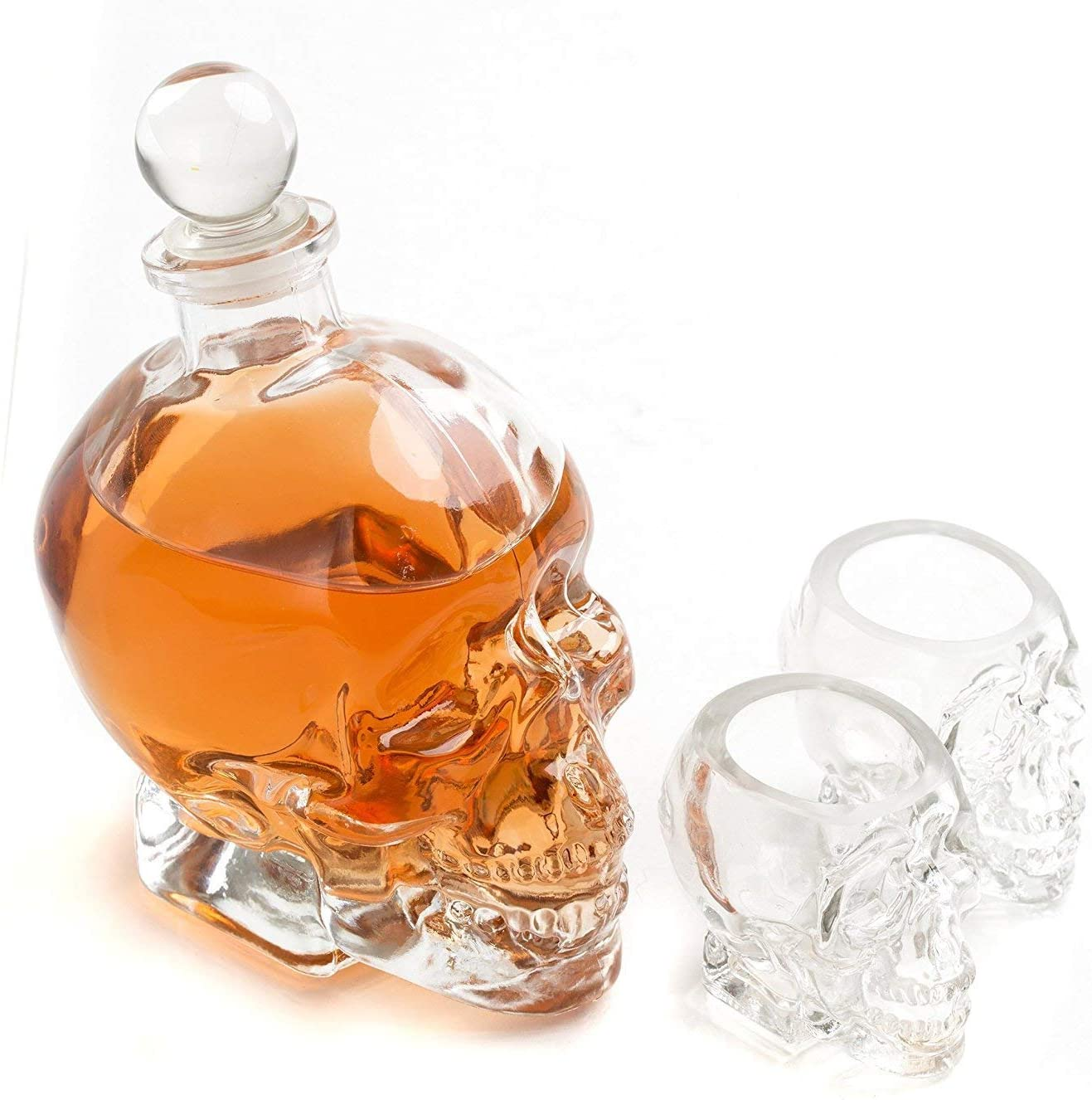 Skeleton Face Glass wine Decanter Set with  head Shot Glasses for Vodka Wine Whiskey Cocktail