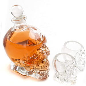 Skeleton Face Glass wine Decanter Set with  head Shot Glasses for Vodka Wine Whiskey Cocktail