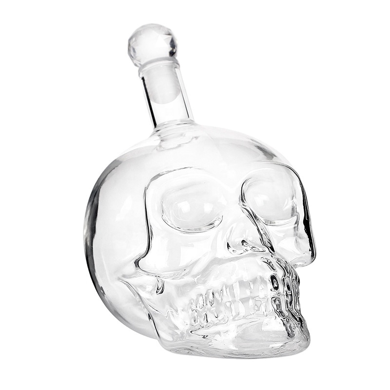 Skeleton Face Glass wine Decanter Set with  head Shot Glasses for Vodka Wine Whiskey Cocktail