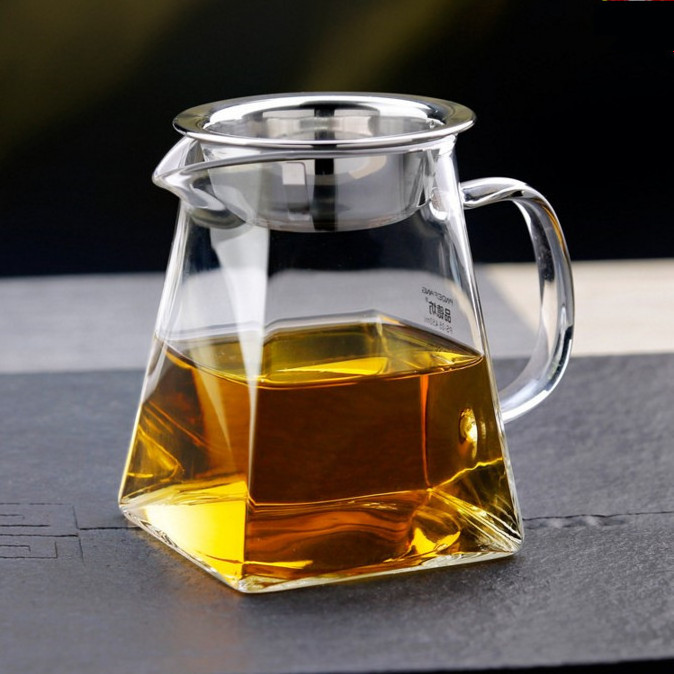 350ml 500ml Square Heat Resistant Borosilicate Glass Water Jug Coffee Jug with stainless steel lid fashionable drinking glasses