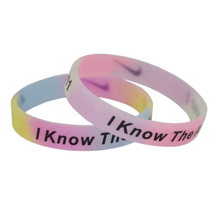 Promotional Glow In Dark Rubber Silicone Custom Name Bracelet Wristbands with Logo