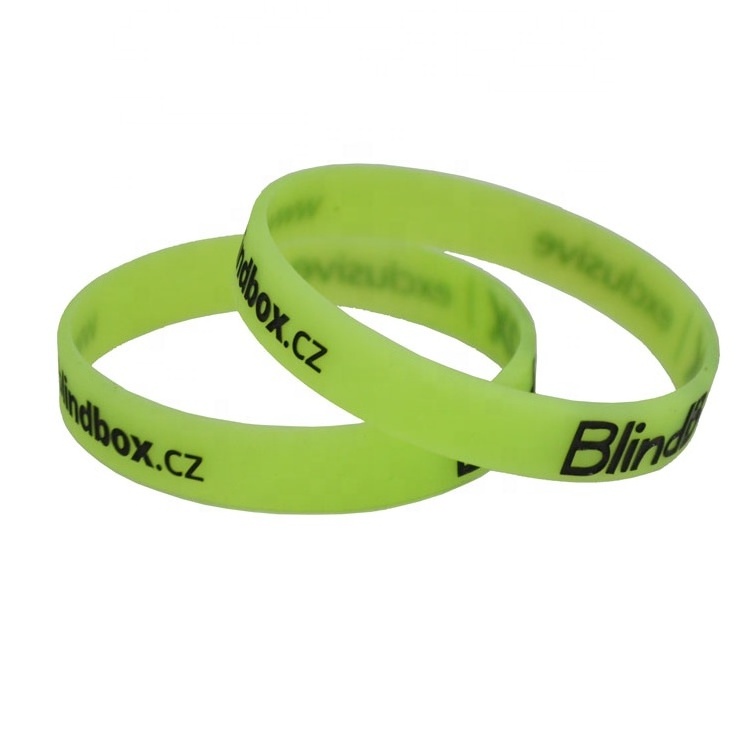 Promotional Glow In Dark Rubber Silicone Custom Name Bracelet Wristbands with Logo