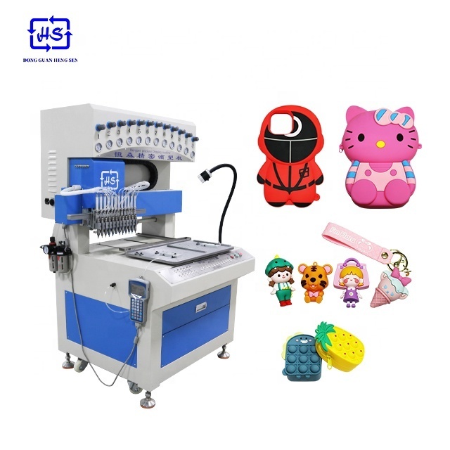 12 Colors PVC Silicone Drip Dispenser Machine Soft PVC Rubber Patch Making Machine 3D Keychain Making Machine