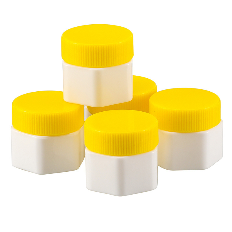 25g white hexagonal yellow lid skin care cosmetic packaging container empty plastic cream jar