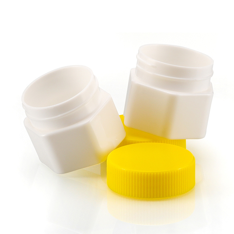 25g white hexagonal yellow lid skin care cosmetic packaging container empty plastic cream jar