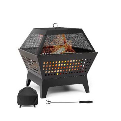 Camping Bonfire Hexagonal Firepit Luxury Outdoor Garden Patio Supplies Furniture Gazebo Metal BBQ Grills Bowl Fire Pit Tables