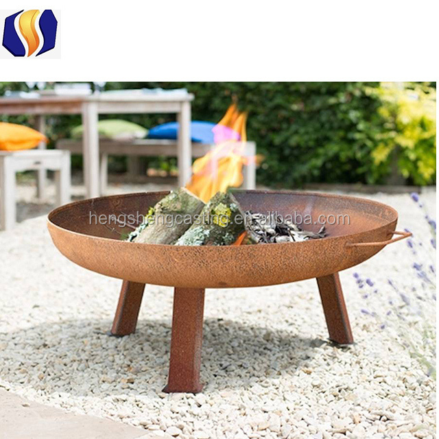 Rustic Wood Burning Cast Iron Fire Pit Bowl