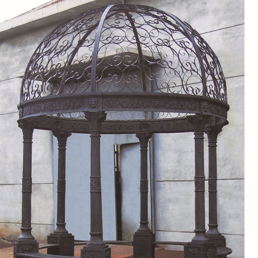 Antique outdoor round metal gazebo