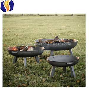 Rustic Wood Burning Cast Iron Fire Pit Bowl