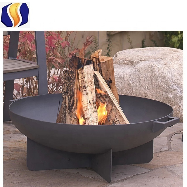 Rustic Wood Burning Cast Iron Fire Pit Bowl