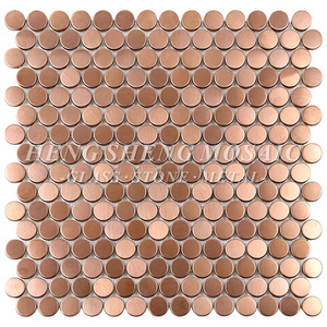 Antique Rose Gold Copper Metal Penny Round Mosaic Tile Kitchen Backsplash Hotel Living Room Walls Lanka Tile Price