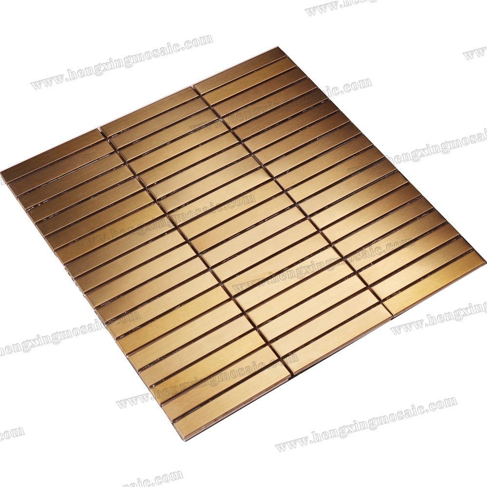 Polish / Brushed Golden Wall Backsplash 304 Stainless Steel Metal Mosaic Tiles for Project