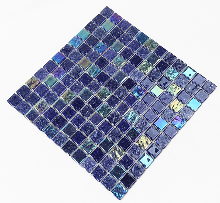 Art Tiles Swimming Pool 1*1 Iridescent Glass Mosaic For Swimming Pool