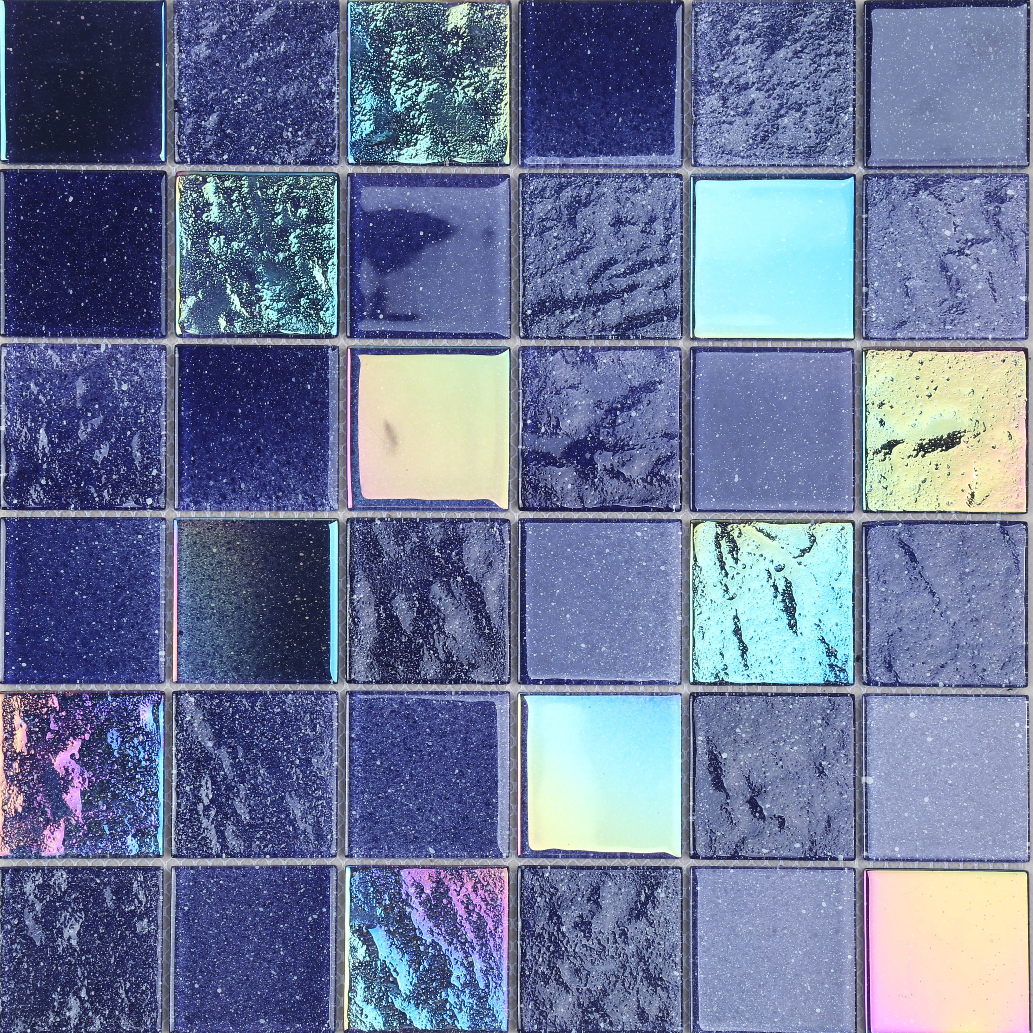 Shinny Iridescent Cobalt Blue Glass Mosaic Swimming Pool Tiles for Pool Shower Room Fountain HXK02-C