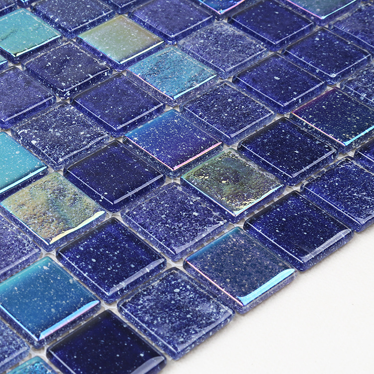 Art Tiles Swimming Pool 1*1 Iridescent Glass Mosaic For Swimming Pool