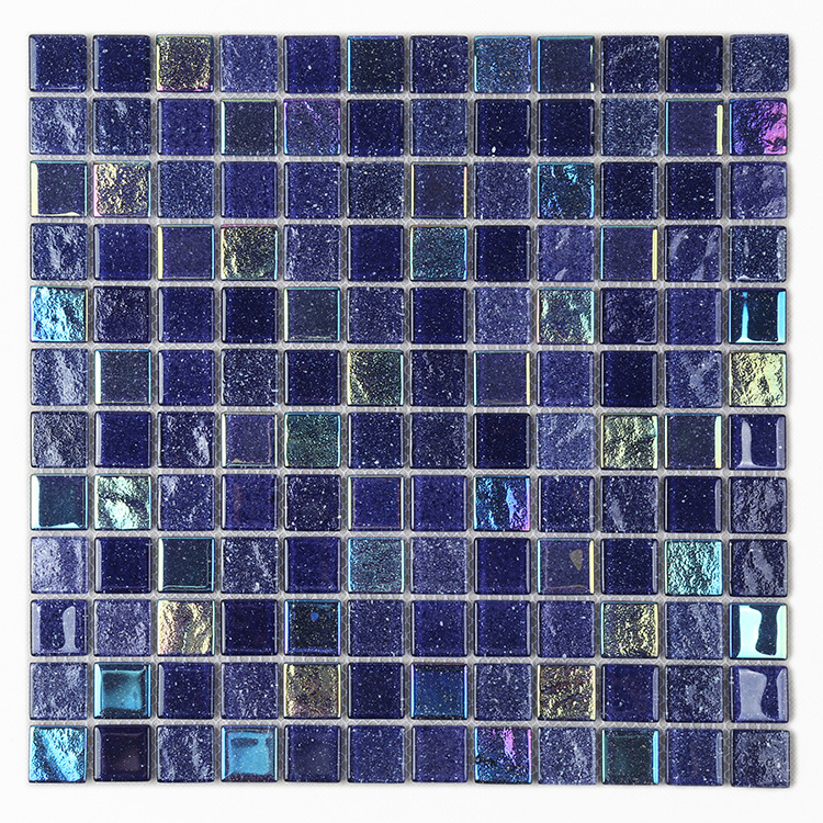 Art Tiles Swimming Pool 1*1 Iridescent Glass Mosaic For Swimming Pool