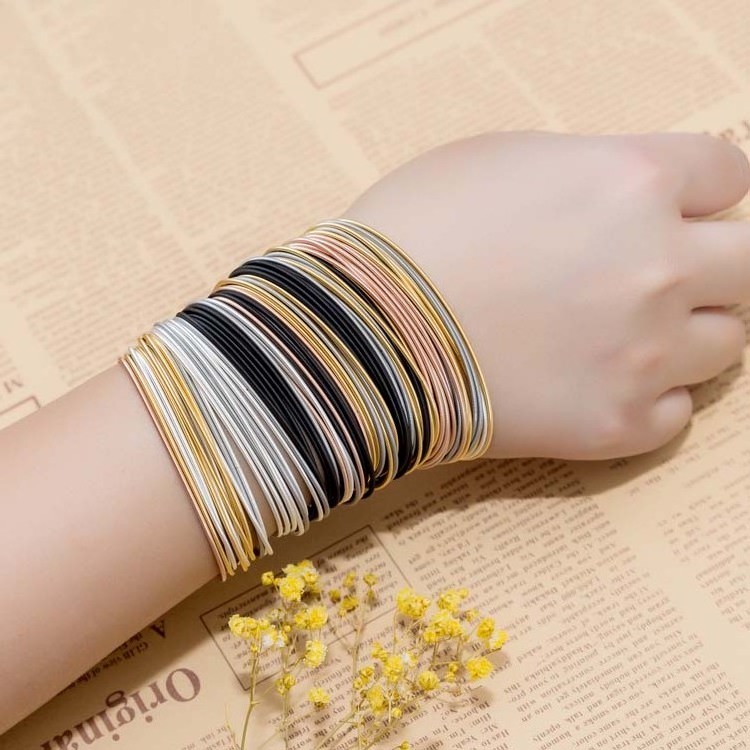 Hot sale Black Titanium Coated Stainless Steel 316 Charm Guitar String Spring Bracelets Jewelry for surf