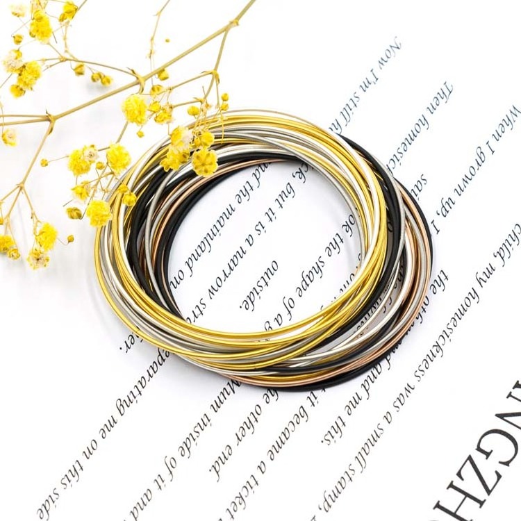 Hot sale Black Titanium Coated Stainless Steel 316 Charm Guitar String Spring Bracelets Jewelry for surf