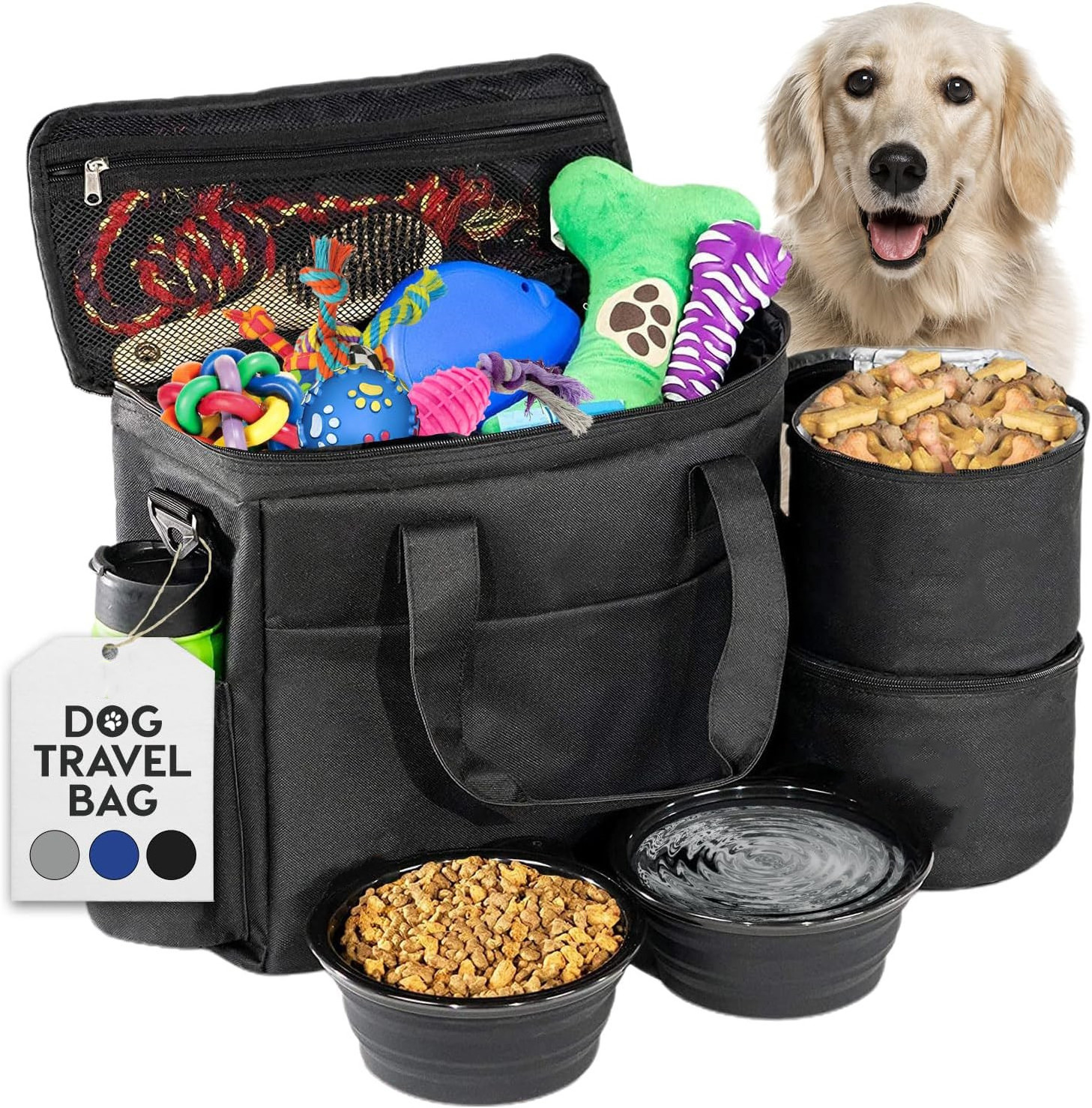 Pet Gear Travel Bag with Dual Food Storage Pouch Dog Pet Gear Travel Bags