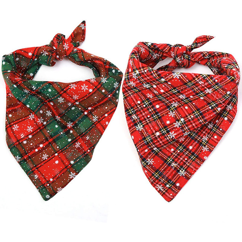 4Pcs Dog Bandana for Christmas Pet Plaid Triangle Scarf Kerchief Bibs