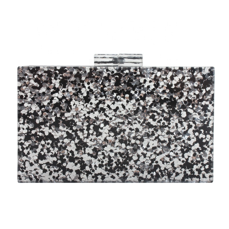 Wholesale Confetti Acrylic Box Colorful Clutch Bags Fashion Glitter Evening purses bags For Women Acrylic Handbags