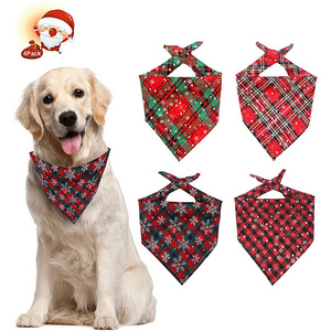 4Pcs Dog Bandana for Christmas Pet Plaid Triangle Scarf Kerchief Bibs