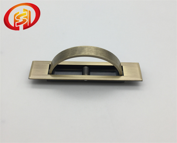 Tatami handle concealed pull buckle slotted embedded flat buckle rotating embedded handle