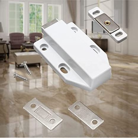 Magnetic Push to Open Latches Heavy Duty White Touch Latch Catch Cabinet Door Hardware Touch Pressure Release Latch for Drawer